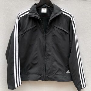 Adidas Women’s Track Jacket Black With White Stripes SZ Medium